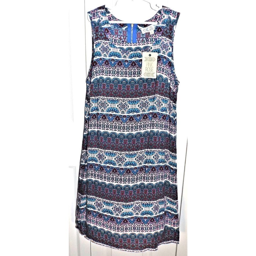 Pink Rose S multicolor striped sleeveless dress, New with tags, Rayon